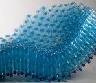 Pawel Grunert’s SIE43 Chair is Made from a Cascade of Clear Blue Plastic Bottles