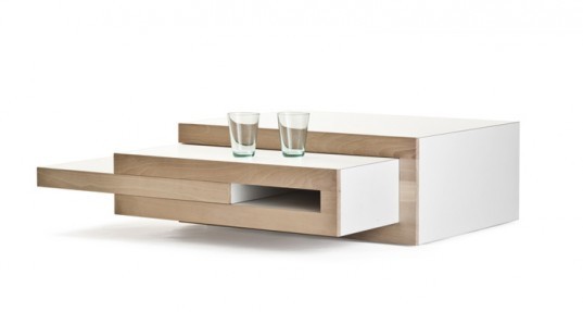 transforming furniture, green furniture, folding tables, green interiors, green products, super bowl table, coffee table, green coffee table, green design, eco design, sustainable design, Reinier de jong, REK table, modular furniture, modular coffee table