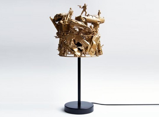 Kamikarze Lamp, recycled materials, green lighting, lamps made from recycled materials. eco lamps, green lamps, toy lamps, lamps for kids
