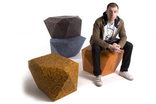 green furniture, Green Products, Recycled Materials, chilean design, rodrigo alonso, recycled plastic seat, rotomolding, sustainable seats, recycled plastic furniture, hollow furniture, speckled seats, recycled plastic waste, recycled urban trash