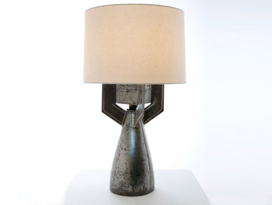 green design, eco design, sustainable design, Stockpile Design, recycled missiles, recycled bombs, upcycled bombs, bomb lamp, bomb table, missile table, repurposed furniture
