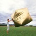 recyclable polyester, Martin Azua, golden polyester, golden cube, pop up house, prefab home, self inflating