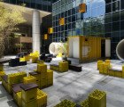 Galen Lobby Retrofitted With Colorful Beer Crate Furniture in Singapore