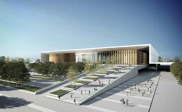 Hangzhou South Station, gmp arhitekten, train station, rail station, hangzhou, high speed rail, china