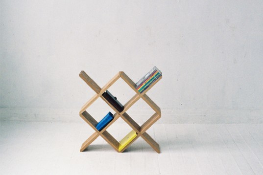 green furniture, Miso, XShelf, japanese design, X, bookshelf, wooden shelf, no glue no screw, DIY, stackable bookshelf, flatpack bookshelf, flexible bookshelf