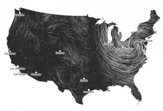 HINT.FM Wind Map during Hurricane Sandy hurricane sandy, wind power map, HINT.FM, wind map, real time wind map, graphic visualization of wind