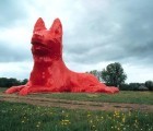 Giant Red Dog Made from Scrap is a Dutch Village Watchdog