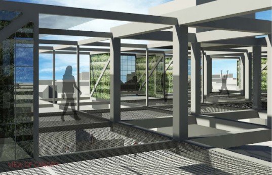 Preamble Plaza & Canopy Courtyard, pavilion design, green architecture, passive cooling, passive ventilation, green wall, mexico architetcure