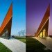 green design, eco design, sustainable design, Ministry of Design, Vanke, Triple V Gallery. Cor-ten Steel, glass curtain, China, Pitched roof architecture, Dong Jiang Bay