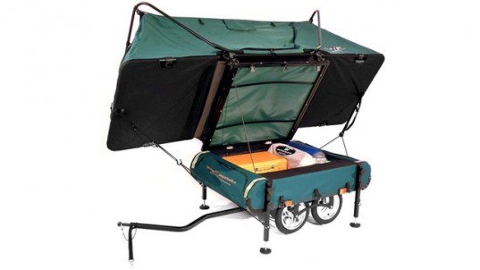 midget bushtrekka, kamp rite, bike trailer camping, mini camper bicycle, sustainable travel, cycling, pop-up camper