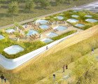 Mikou Design Studio Creates a Bright Green-Roofed Swimming Pool Facility for Paris