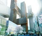 BIG Unveils Award-Winning Green-Roofed Interlocking Cross # Towers for Seoul
