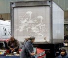 Ben Long Etches Beautiful Reverse Graffiti Drawings in Exhaust Grime on Commercial Trucks