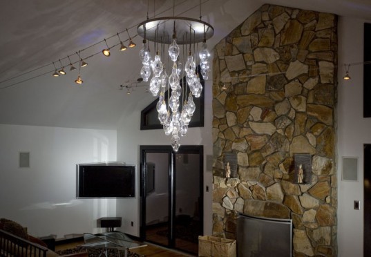 green design, eco design, sustainable design, BRC Design Studio, Benjamin Rollins Caldwell, Recycled chandelier, LED chandelier, recycled light bulb chandelier