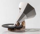 The Jónófón is a Flat Pack Paper and Wood Gramophone
