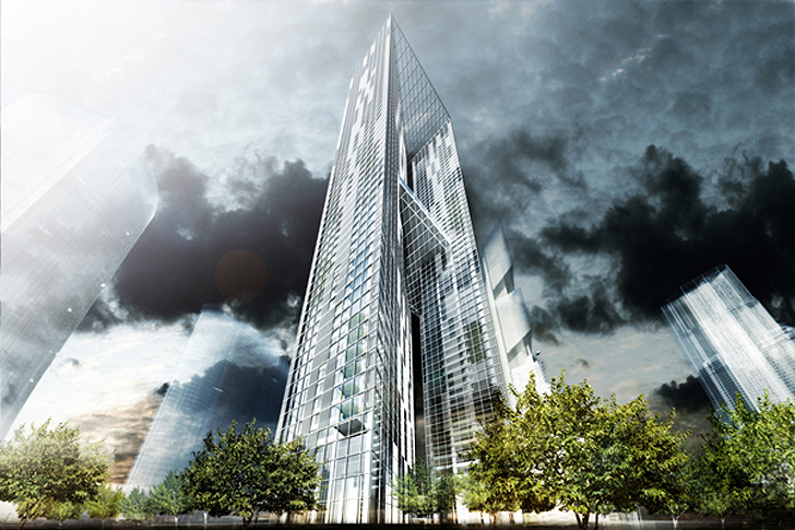 Yongsan International Business District, green design, eco design, sustainable design, Seoul, Korea, Muphy/Jahn, double skinned facade, sky forest, Pentimonium, Daniel Libeskind,
