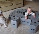 Toddler-Sized Millenium Falcon Built From Cardboard Box By Star Wars Fans