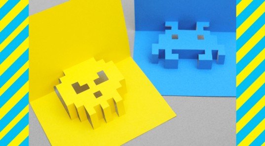 DIY cards, Space Invader, Father's Day Cards, homemade cards, holiday cards