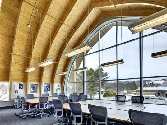 green design, eco design, sustainable design, LEED Silver, SUNY Morrisville State College, adaptive reuse, Center for Design and Technology, Perkins Eastman Architects, reclaimed barn, energy efficient glass