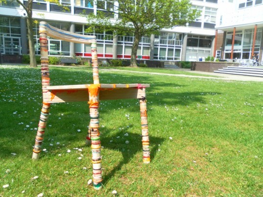 Seung Han Lee, Scrap Wood Chair, recycled wood chair, plastic resin, scrap wood