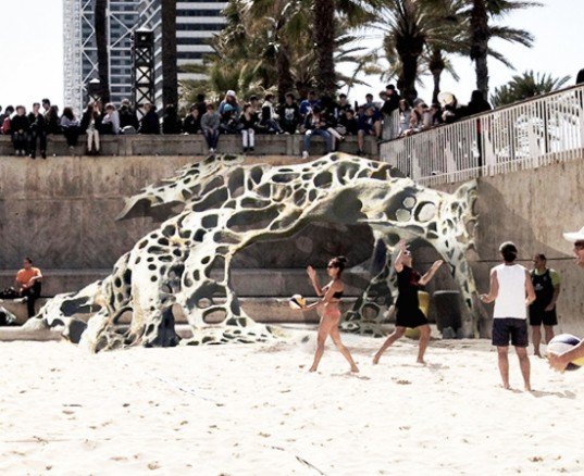 IAAC, Sand Spray, Robotic Printer, 3D Printer, 3D Printing, Robotic Building, Eco-Architecture, Ecologically Friendly Building, Green Building