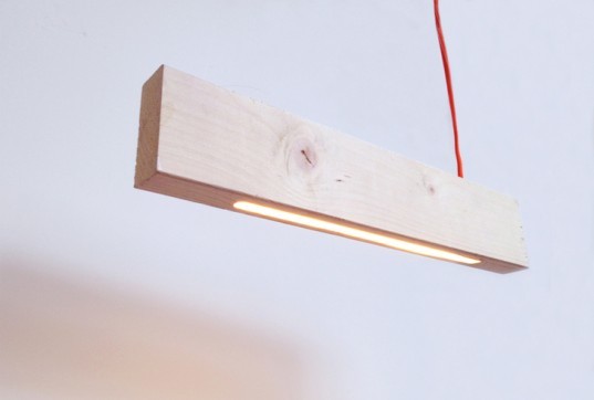 alexandra burr floating pendant, alexandra burr, floating pendant, 2x4 pendant lamp, recycled materials lamp, minimalist lamp, green lighting, modern lighting