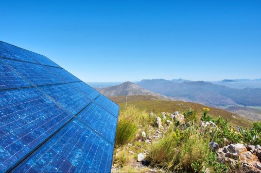 south africa, renewable energy, solar power, solar panel, african mountain scape