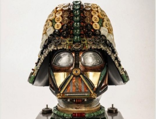 Gabriel Dishaw, upcycled art, recycled materials, art, sculpture, Darth Vader, Star Wars, geek art, Etsy