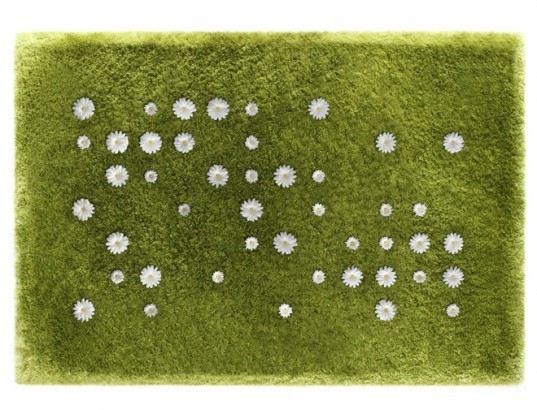 Joe Jin studio, artificial rug, fake flower rug, false flowers, interactive design, playful design, sustainable design