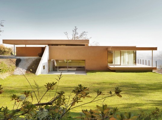 Destilat Architecture, sustainable design, danube river, aurtian architecture, green architecture, levelled construction, renovated property, exposed concrete, cantilevered design