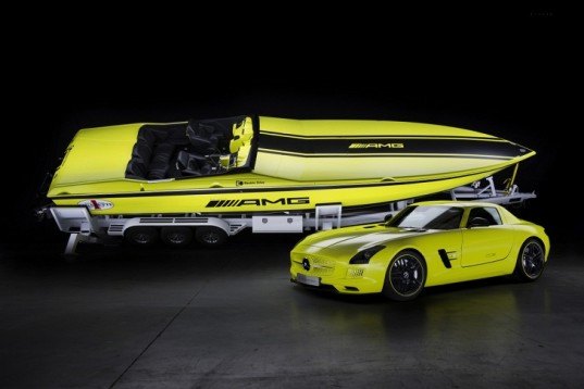 Mercedes-Benz, Cigarette Racing, Miami International Boat Show, green transporation, electric boat, green boat, electric motor, lithium-ion battery, Mercedes-Benz SLS AMG Coupe Electric Drive,