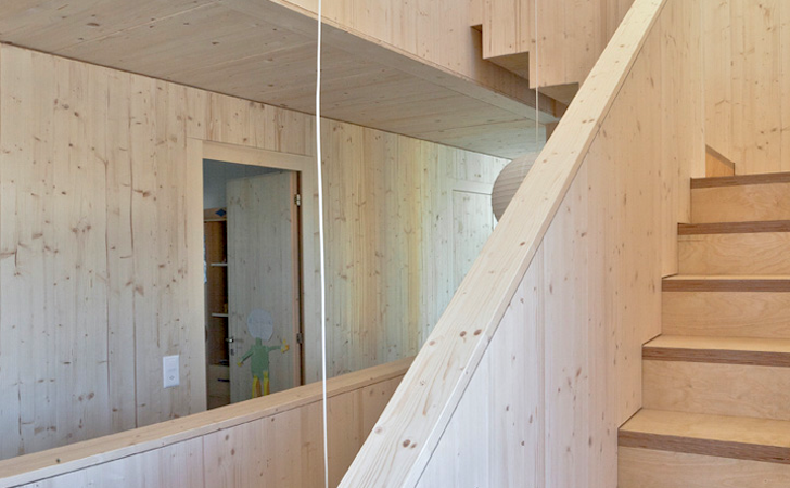 Lakeside home, Private House Bellmund, EXH Design, Lake Biennem, Switzerland, green design, sustainable design, eco-design, corrugated skin, rooftop terrace, daylighting, alpine, wood,