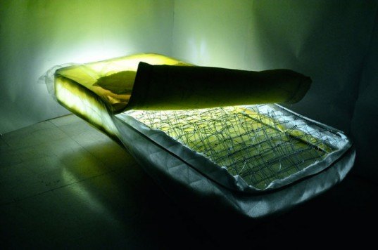 jad melki, mattress, springs, love letters, installation, the warmth of love and the beauty of words
