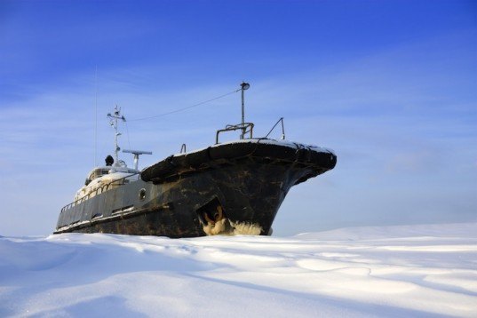 ship on ice trans arctic passage, arctic, north pole, northern sea route, cargo shipping, melting ice, climate change, global warming, wildlife, environmental destruction, university of california,