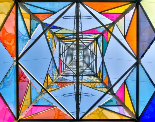 green design, eco design, sustainable design, Ching-Ki Park, Have-Ryan Jong, Ail Hwang, Lechtturm, Lighthouse, stained glass electrical tower, eco art, recycle art, Hattigen Germany