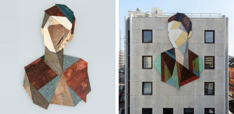 Strook, Strook Wood Portraits, street art, urban art, reclaimed wood art, reclaimed wood diy, reclaimed wood street art, geometric portraits, wooden portraits, geometric street art, portraits, sculpture, street art, wooden art,