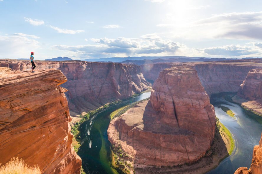 woman enjoying view of Horseshoe bend, Arizona