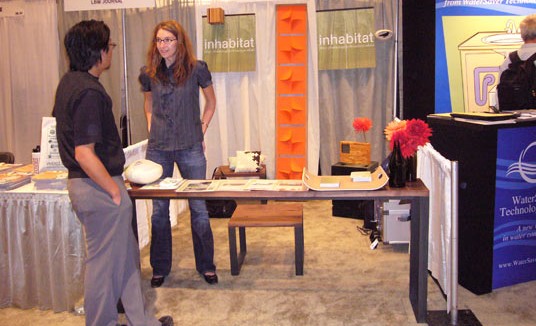 Inhabitat booth at West Coast Green, Inhabitat weblog, West Coast Green trade show, Piper Kujac, San Francisco, Bill Graham Civic Auditorium, green design, sustainable design, green building
