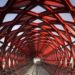 pedestrian bridge, ped bridge, france, tschumi, hugh dutton, la roche-sur-yon, lattice structure, footbridge, rail lines, rail transporation, pedestrian friendly, eco design, pedestrian friendly design