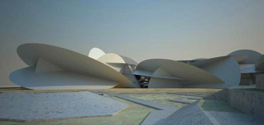 jean nouvel, qatar museum authority, national museum of qatar, qatar, bedouin, LEED certification, LEED silver, native landscaping, desert, desert architecture, eco design, green design, sustainable building