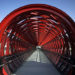 pedestrian bridge, ped bridge, france, tschumi, hugh dutton, la roche-sur-yon, lattice structure, footbridge, rail lines, rail transporation, pedestrian friendly, eco design, pedestrian friendly design