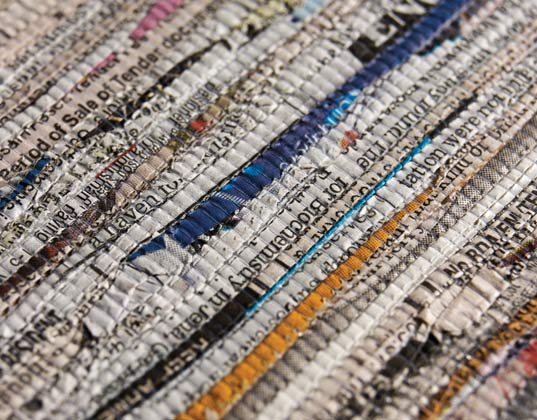 Newsworthy, green wallpaper, green wall covering, green design, Lori Weitzner, newspaper wallpaper, newspaper weave, Weitzner limited