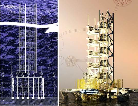 vertical farm, farming, sustainable food production, food production, sea-based vertical farm, ruwan fernando, evolo, evolo skyscraper competition, 2010 evolo skyscraper competition, eco skyscraper, eco design, green design, sustainable building, vertical farm concept