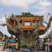 japanese treehouse restaurant, naha harbor diner, crazy treehouse restaurant, onoyama park, banyan town, banyan treehouse, green home, green design, green restsurant, tree house