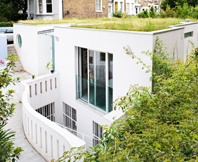 Michaelis, Alex Michaelis, Michaelis Boyd, underground house, underground mansion, green roof, thyme and sedum roof, Michaelis house exterior