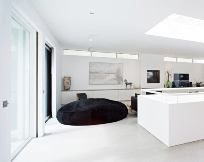 Michaelis, Alex Michaelis, Michaelis Boyd, underground house, underground mansion, seating area, beanbag, bean bag, main floor