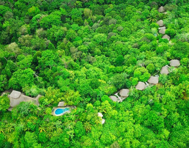 Lapa Rios, eco-resort, Costa Rica, bungalows, aerial view, aerial shot