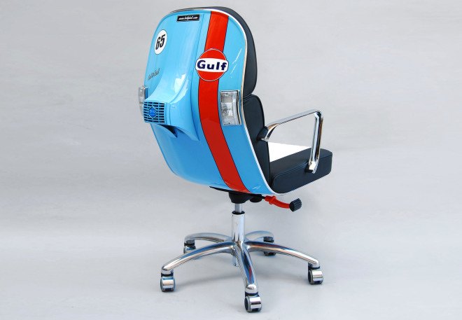 vespa, bel and bel, upcycling, green furniture, recycled furniture, vespa chairs, sustainable design, green design, recycled vespa chair, vespa scooters, vespa, green interiors