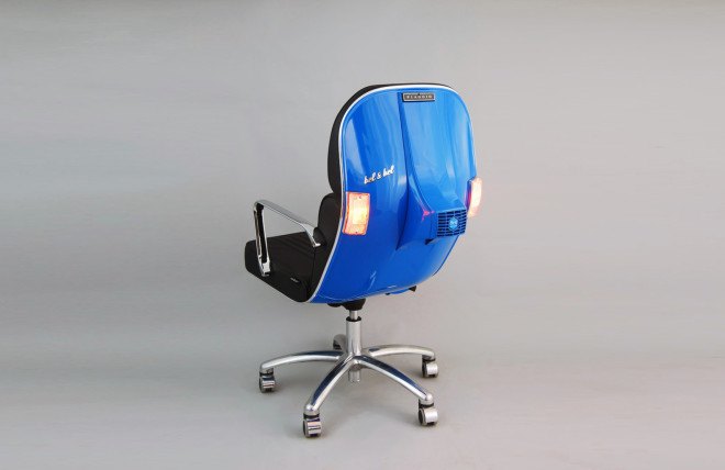 vespa, bel and bel, upcycling, green furniture, recycled furniture, vespa chairs, sustainable design, green design, recycled vespa chair, vespa scooters, vespa, green interiors