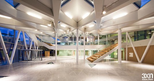 middlefart savings bank, bank, 3xn, energy efficient design, energy efficient heating and cooling, hydronic system, radiant floor heating, skylights, daylighting, eco design, green design, sustainable building